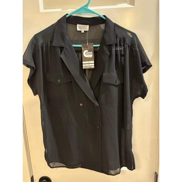 VINTAGE NWT SHEER BLACK TOP SIZE SMALL - Picture 5 of 6
